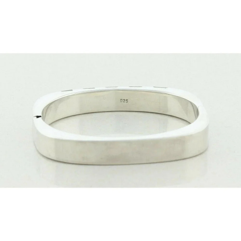 Sterling Silver Abalone Square Bangle Bracelet 7" inch Square 2 3/8" Diameter - Picture 7 of 7